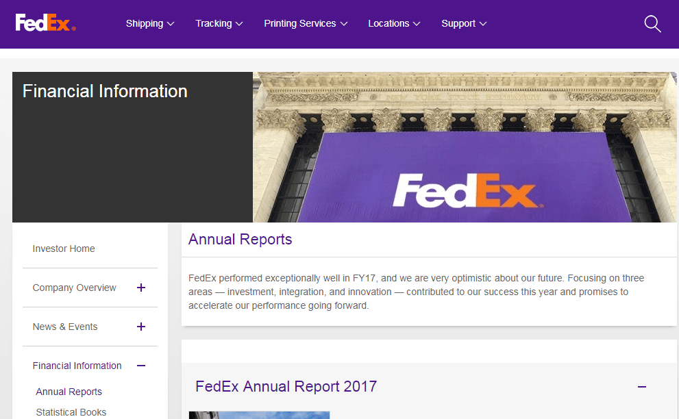 گزارش سالیانه شرکت FedEx